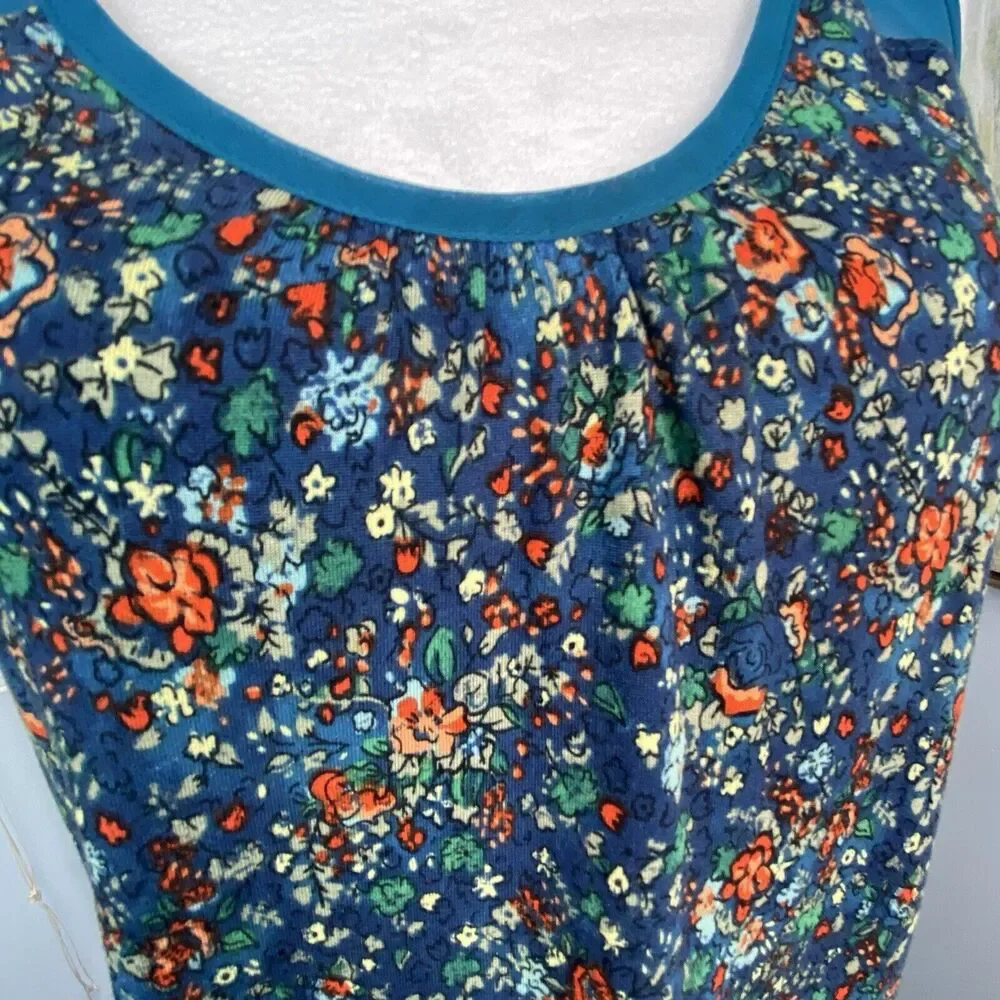 VTG Mudd Tank Top Size Small Sheer Teal Dark‎ Floral Racerback Tank 90’s Fairy